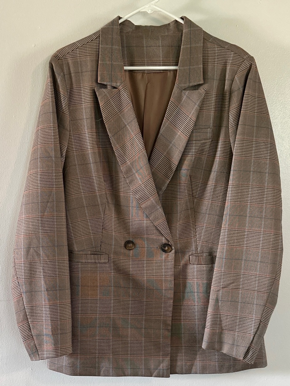 Unbranded / Fast Fashion Plaid Oversized Double-Breasted Blazer